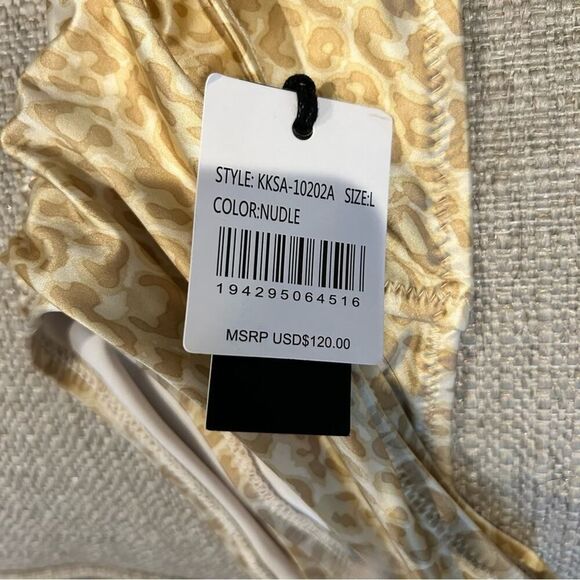 Kendall & Kylie Women’s Gold Rouched Bandeau Bikini Top/ Bottom Size L NWT - Picture 16 of 16